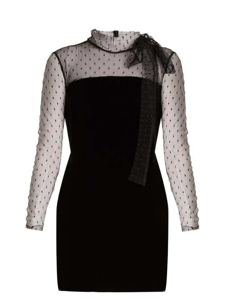 Redvalentino Velvet And Mesh Mini Dress