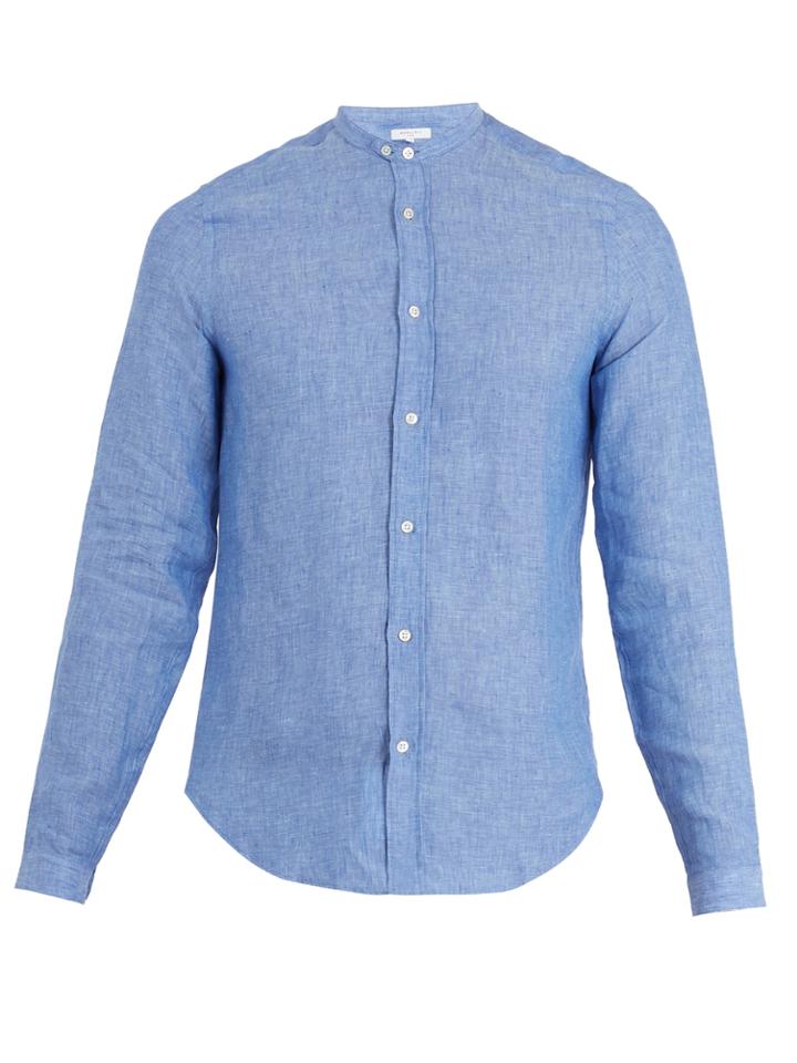 Boglioli Mandarin-collar Single-cuff Linen Shirt