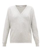Matchesfashion.com Brunello Cucinelli - Bead-trimmed Cashmere Sweater - Womens - Light Grey