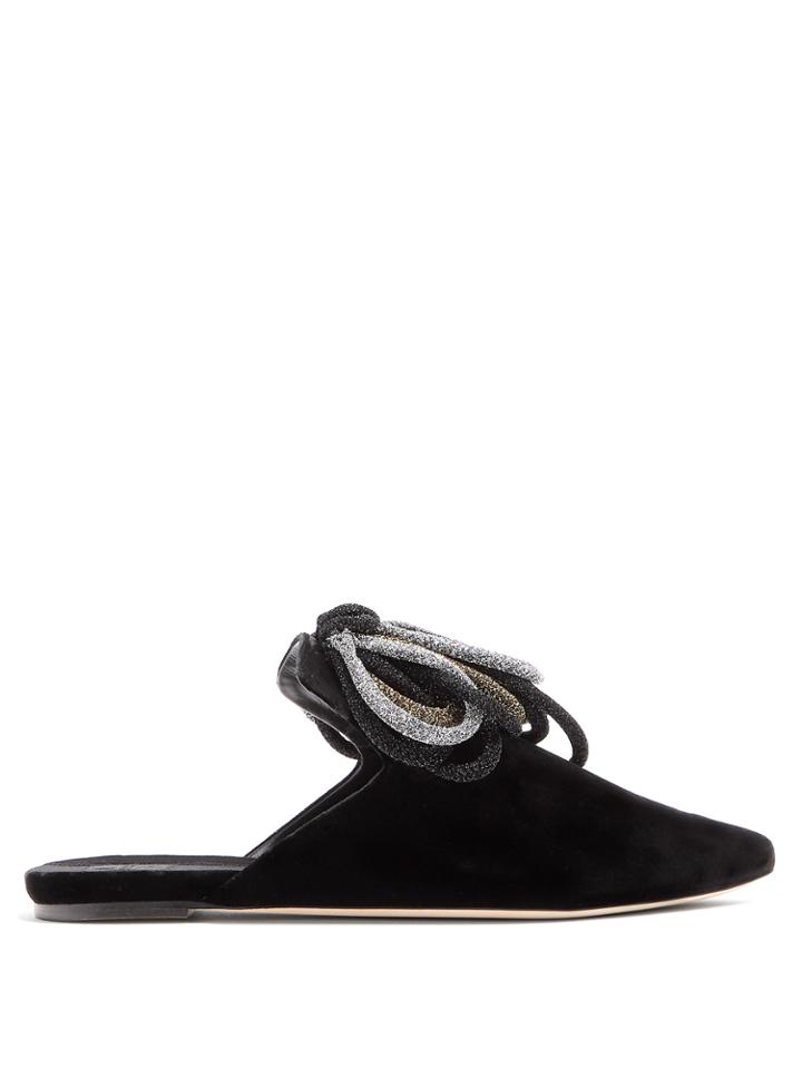 Sanayi 313 Cannoli Looped-tassel Velvet Slipper Shoes