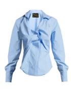 Matchesfashion.com Vivienne Westwood Anglomania - Twisted Cotton Poplin Shirt - Womens - Light Blue