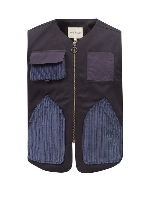 Nicholas Daley - Patch-pocket Cotton-canvas Gilet - Mens - Navy