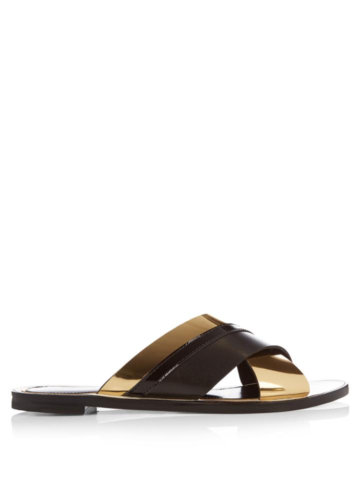 Lanvin Crossover Leather Slides