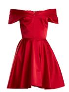 Matchesfashion.com Emilio De La Morena - Tamara Off The Shoulder Stretch Silk Dress - Womens - Red
