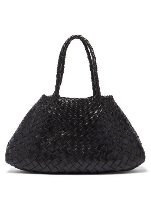 Ladies Bags Dragon Diffusion - Santa Croce Large Woven-leather Tote Bag - Womens - Black