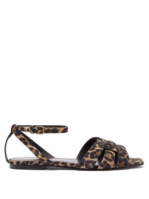 Matchesfashion.com Saint Laurent - Tribute Leopard-print Suede Sandals - Womens - Leopard
