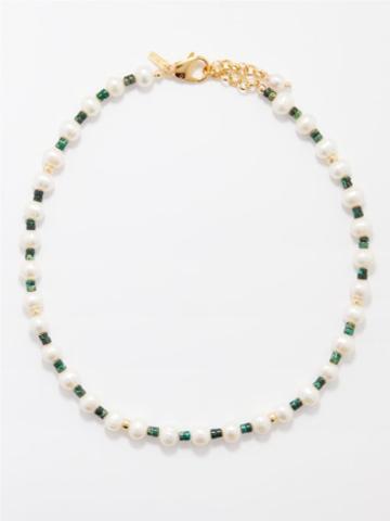 Liou - Fern Lapis, Pearl & 14kt Gold-plated Necklace - Mens - Green Multi