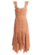 Matchesfashion.com Jonathan Simkhai - Cotton Macram Lace Handkerchief Hem Dress - Womens - Tan