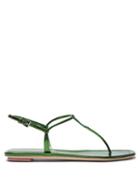 Matchesfashion.com Prada - Metallic Leather T Bar Sandals - Womens - Green