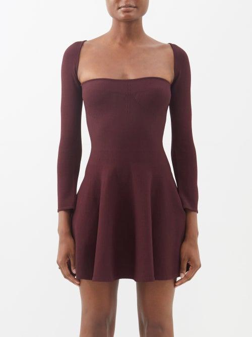 Khaite - Dylan Square-neck Ponte Di Roma Jersey Mini Dress - Womens - Chocolate