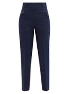Matchesfashion.com Maison Margiela - Bar-track High-rise Wool-blend Trousers - Womens - Navy