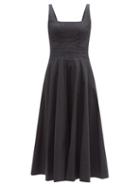 Staud - Wells Square-neck Cotton-blend Dress - Womens - Black