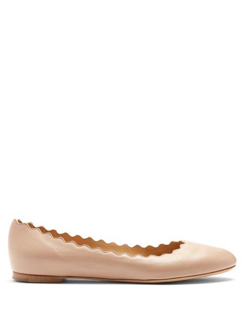 Matchesfashion.com Chlo - Lauren Scallop Edge Leather Ballet Flats - Womens - Nude