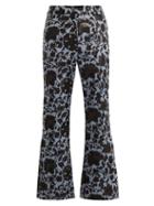 Matchesfashion.com Erdem - Eda Floral Jacquard Flared Trousers - Womens - Black Blue