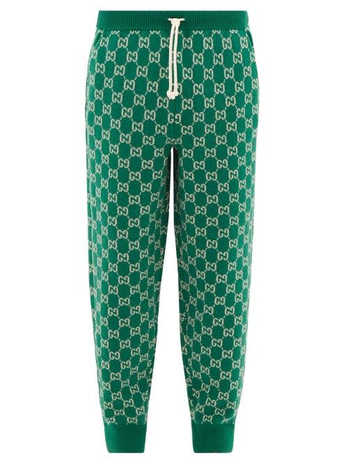 Matchesfashion.com Gucci - Gg-jacquard Wool-blend Track Pants - Mens - Green