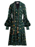Matchesfashion.com Peter Pilotto - Floral Fil Coup Crepe Dress - Womens - Green Multi