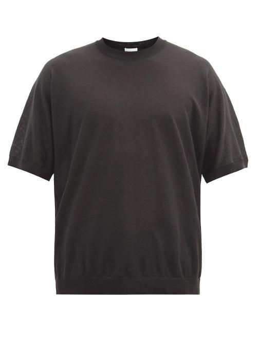Matchesfashion.com Raey - Oversized Fine-knit Linen-blend T-shirt - Mens - Black