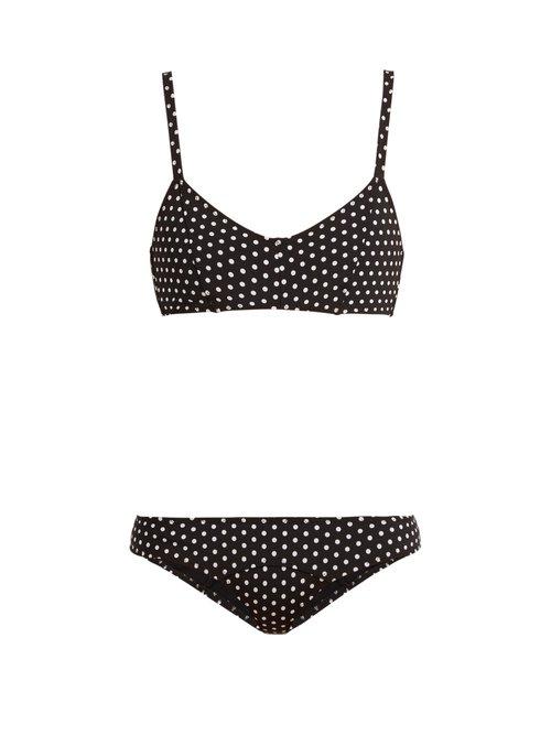 Matchesfashion.com Lisa Marie Fernandez - Genevieve Polka Dot Print Bonded Bikini - Womens - Black