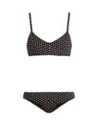 Matchesfashion.com Lisa Marie Fernandez - Genevieve Polka Dot Print Bonded Bikini - Womens - Black