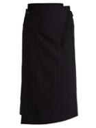 Matchesfashion.com Joseph - Aiken Pinstripe Wool Wrap Skirt - Womens - Navy Stripe