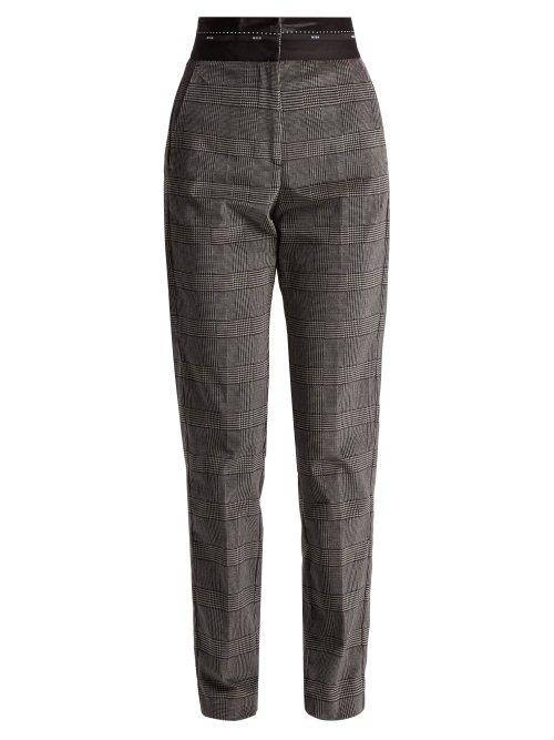 Matchesfashion.com Msgm - Prince Of Wales Check Brushed Velvet Trousers - Womens - Grey