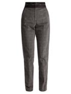 Matchesfashion.com Msgm - Prince Of Wales Check Brushed Velvet Trousers - Womens - Grey