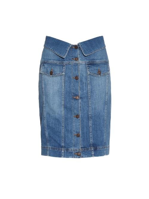 Moschino Buttoned Stretch-denim Pencil Skirt