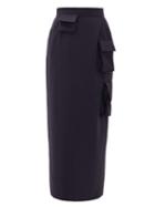 Matchesfashion.com Natasha Zinko - Cargo-pocket Wool Midi Pencil Skirt - Womens - Navy