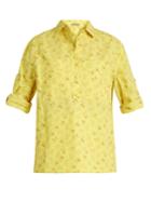 Bottega Veneta Butterfly-print Cotton And Linen-blend Shirt