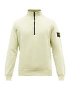 Stone Island - Logo-patch Zipped Cotton-jersey Sweatshirt - Mens - Green