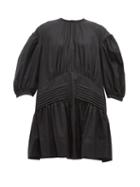 Matchesfashion.com Simone Rocha - Pintucked Tie Neck Cotton Dress - Womens - Black