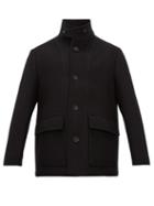 Matchesfashion.com Margaret Howell - Stand Collar Wool Twill Coat - Mens - Black