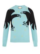 Gucci Eagle-intarsia Embroidered Wool Sweater