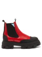 Matchesfashion.com Ganni - Exaggerated-sole Leather Chelsea Boots - Womens - Red