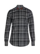 Matchesfashion.com Dolce & Gabbana - Heart Collar Plaid Cotton Shirt - Mens - Grey