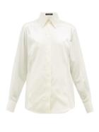Matchesfashion.com Dolce & Gabbana - Point-collar Silk Blouse - Womens - Cream