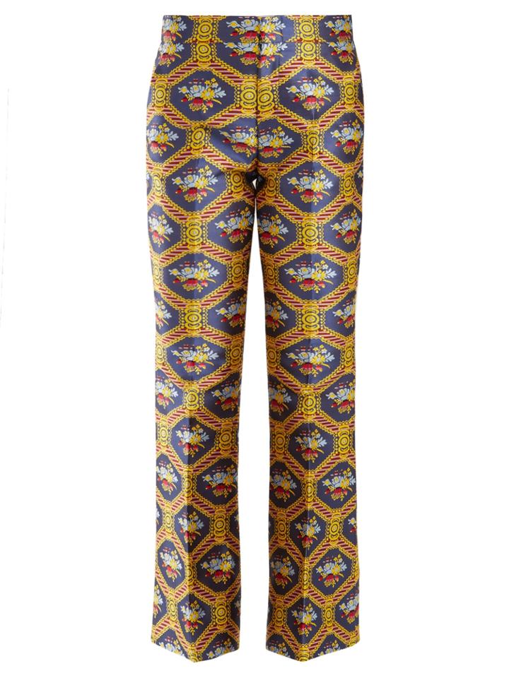 Gucci Geometric Floral-jacquard Flared Trousers