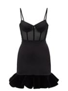 David Koma - Panelled-bodice Mesh Mini Dress - Womens - Black