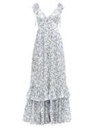 Matchesfashion.com Agua By Agua Bendita - Cereza Ruffled Floral-print Cotton Maxi Dress - Womens - White Print
