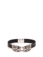 Matchesfashion.com Gucci - Tiger Head Leather Bracelet - Mens - Silver