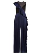 Diane Von Furstenberg Asymmetric-ruffle Wide-leg Jumpsuit