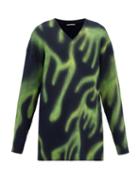 Matchesfashion.com Balenciaga - Graffiti Oversized Ribbed Stretch-wool Sweater - Mens - Green Multi
