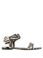Matchesfashion.com Saint Laurent - Oak Tiger Print Calf Hair Buckle Sandals - Womens - Black White