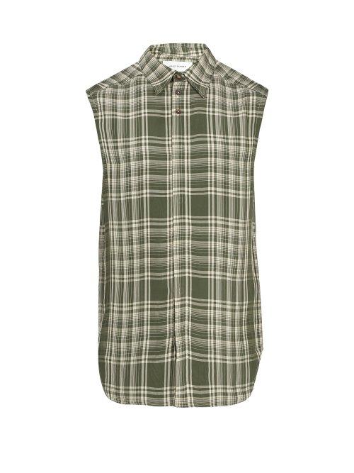 Matchesfashion.com Wales Bonner - Sleeveless Checked Shirt - Mens - Green
