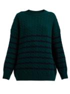 Matchesfashion.com Loewe - Oversized Striped Cable Knit Wool Sweater - Womens - Green Multi