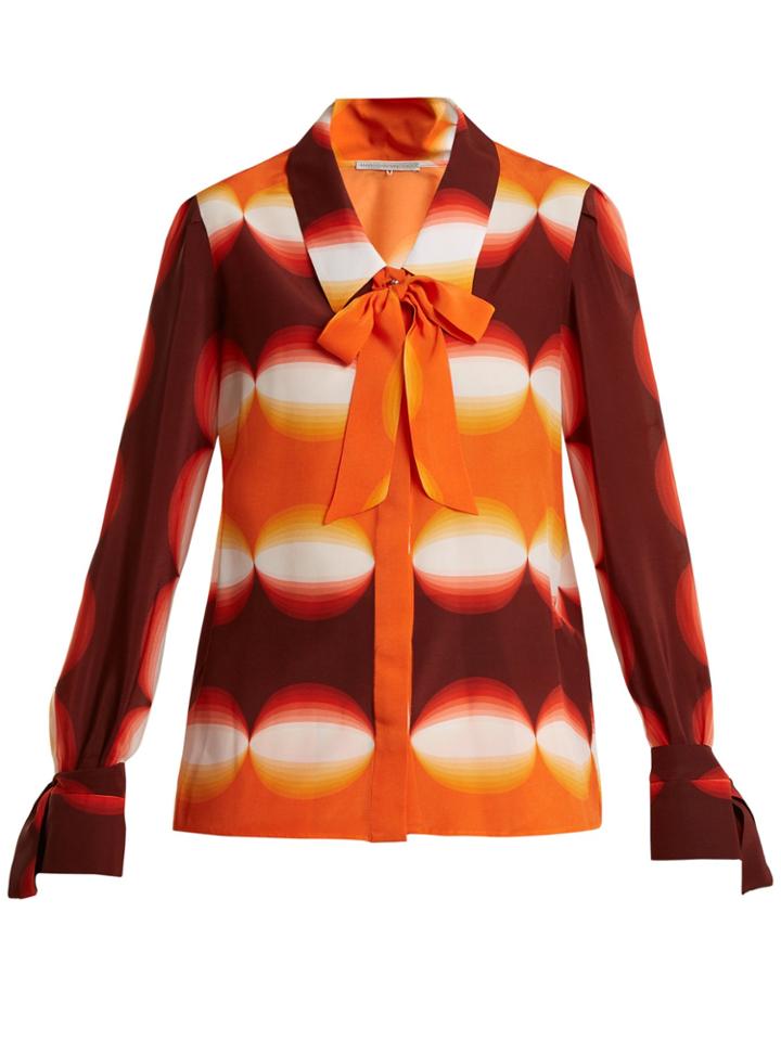 Marco De Vincenzo Graphic-print Pussy-bow Silk Blouse