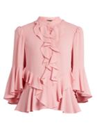 Alexander Mcqueen Ruffled-front Silk-georgette Blouse