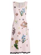 Andrew Gn Floral-appliqu Sleeveless Crepe Dress