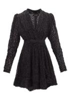 Isabel Marant - Melyo V-neck Polka-dot Devor Mini Dress - Womens - Black