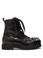 Rochas Crystal-embellished Leather Ankle Boots